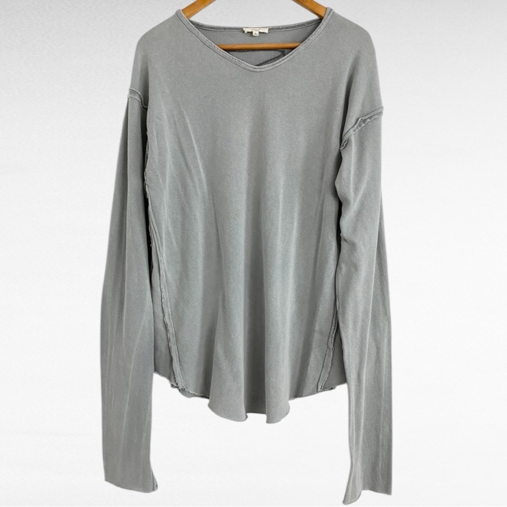 Anthropologie | Easel | Stone Wash Gray Oversized Exposed Seam Long Sleeve Shirt